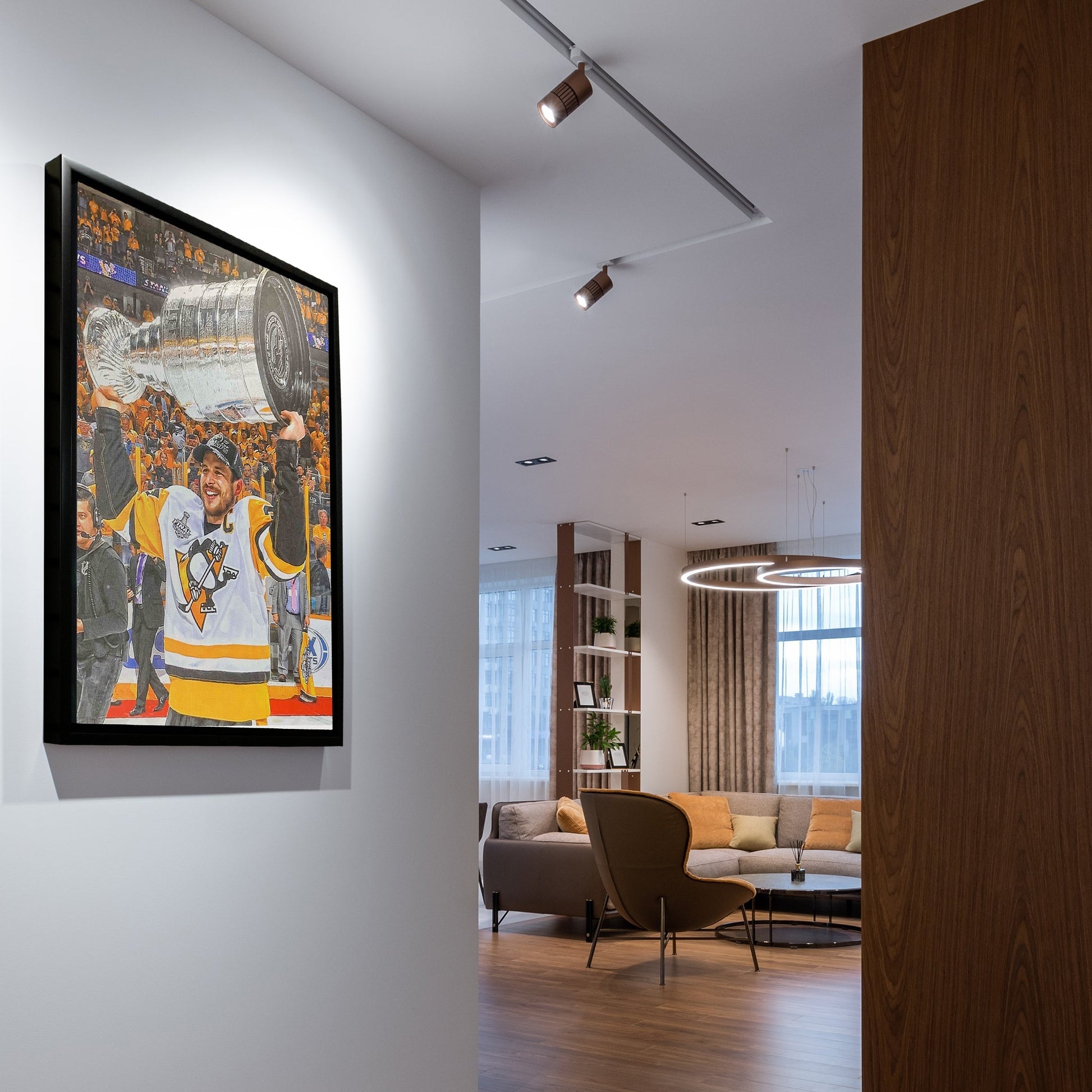 Sidney Crosby Pittsburgh Penguins Framed 20x29 Raising Cup Canvas Frameworth Sports Marketing