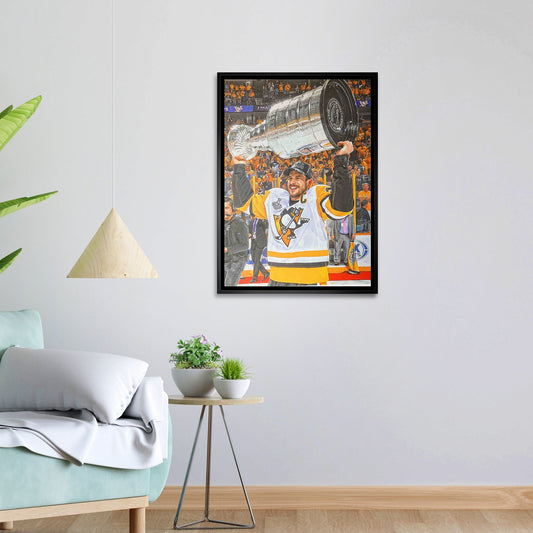 Sidney Crosby Pittsburgh Penguins Framed 20x29 Raising Cup Canvas Frameworth Sports Marketing