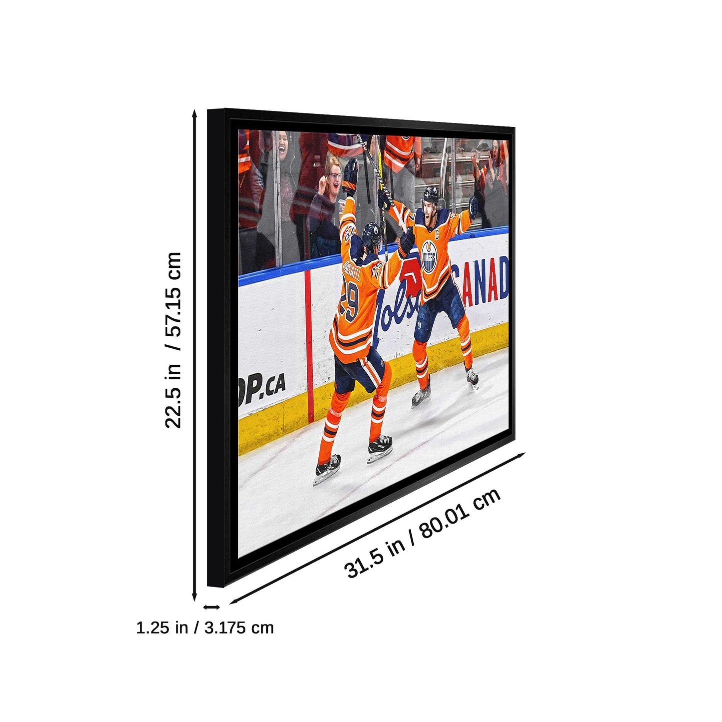 Leon Draisaitl and Connor McDavid 20x29 Framed Canvas Oilers Celebration-H Frameworth Sports Marketing