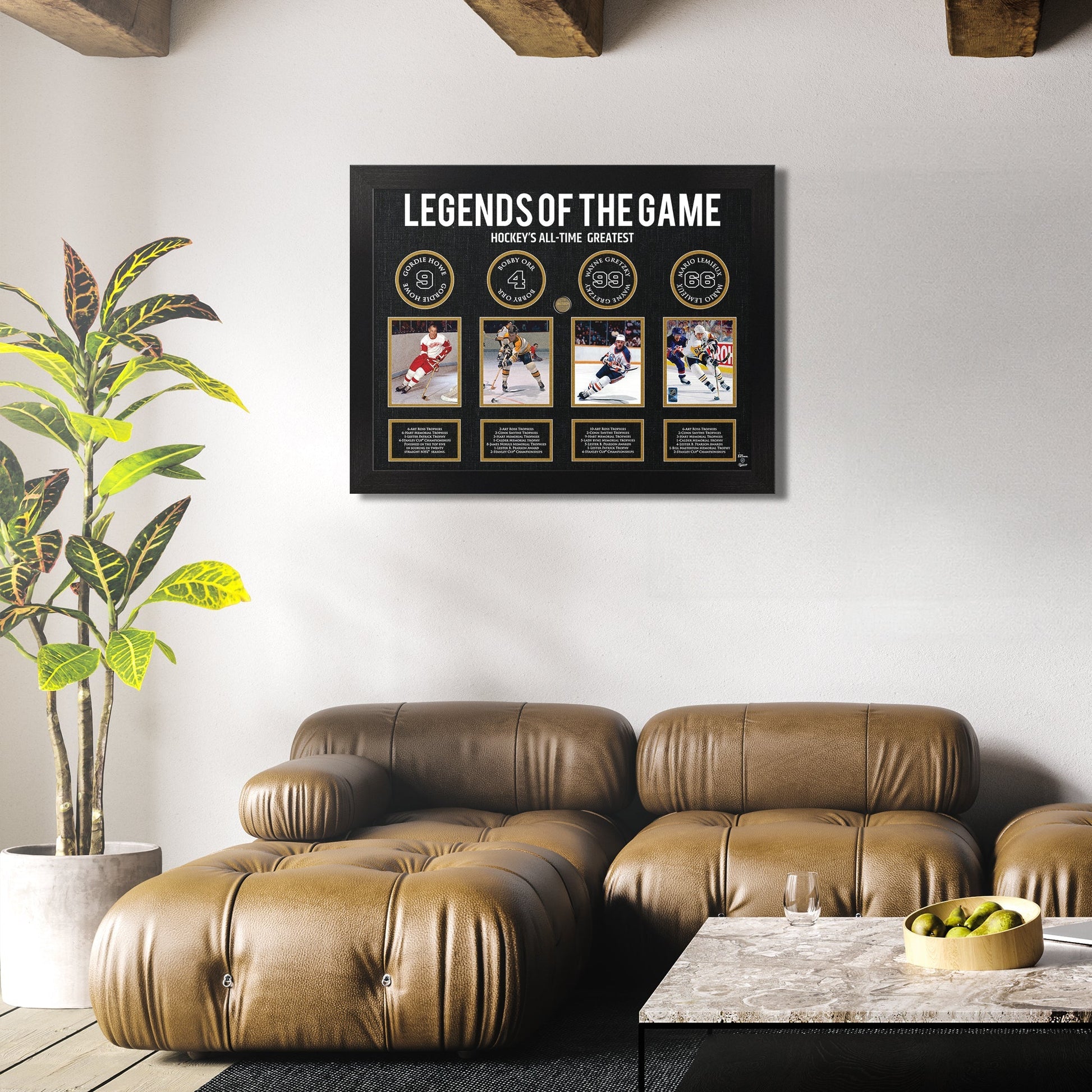 Legends of Hockey: Howe, Orr, Gretzky, Lemieux - Framed Collage Frameworth Sports Marketing