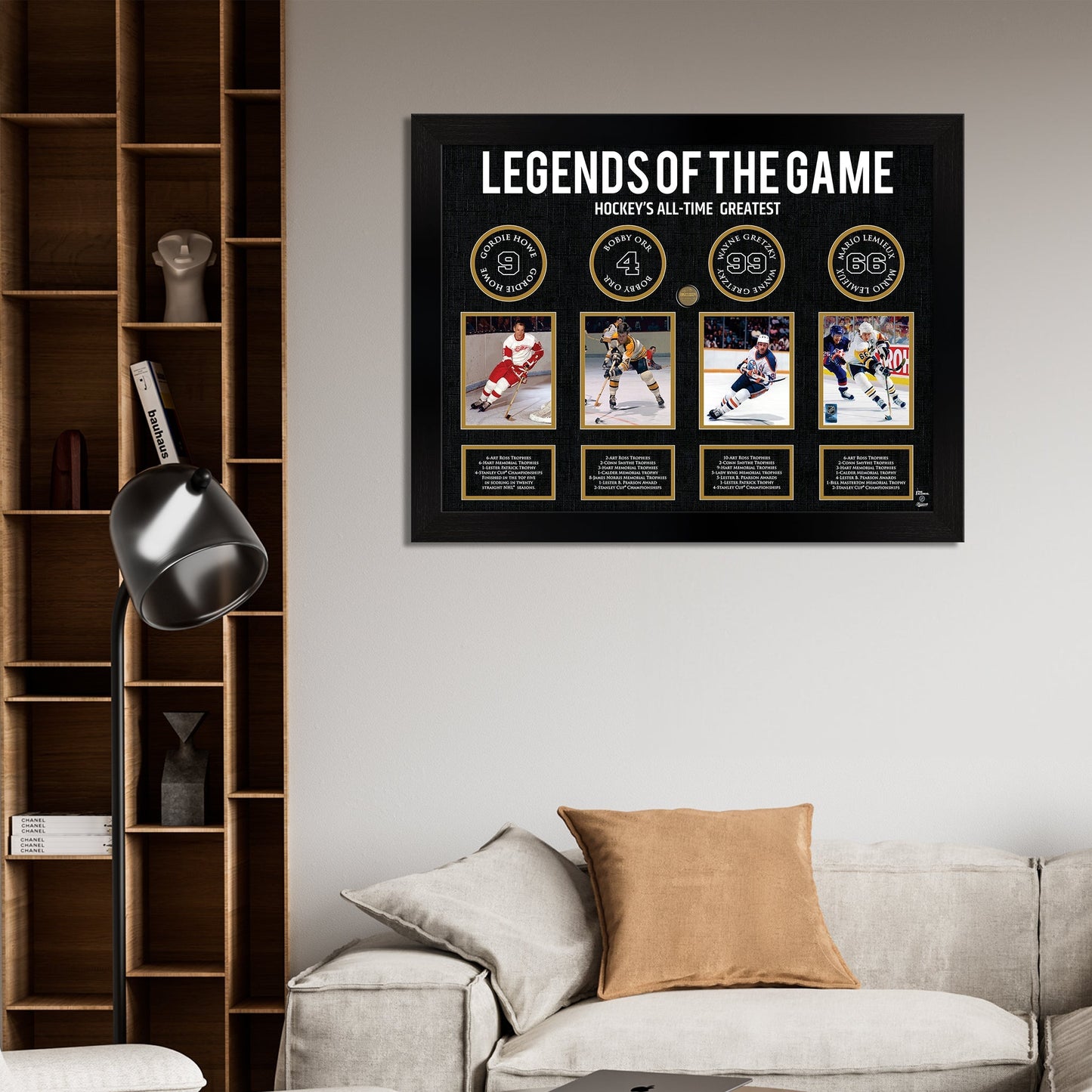 Legends of Hockey: Howe, Orr, Gretzky, Lemieux - Framed Collage Frameworth Sports Marketing