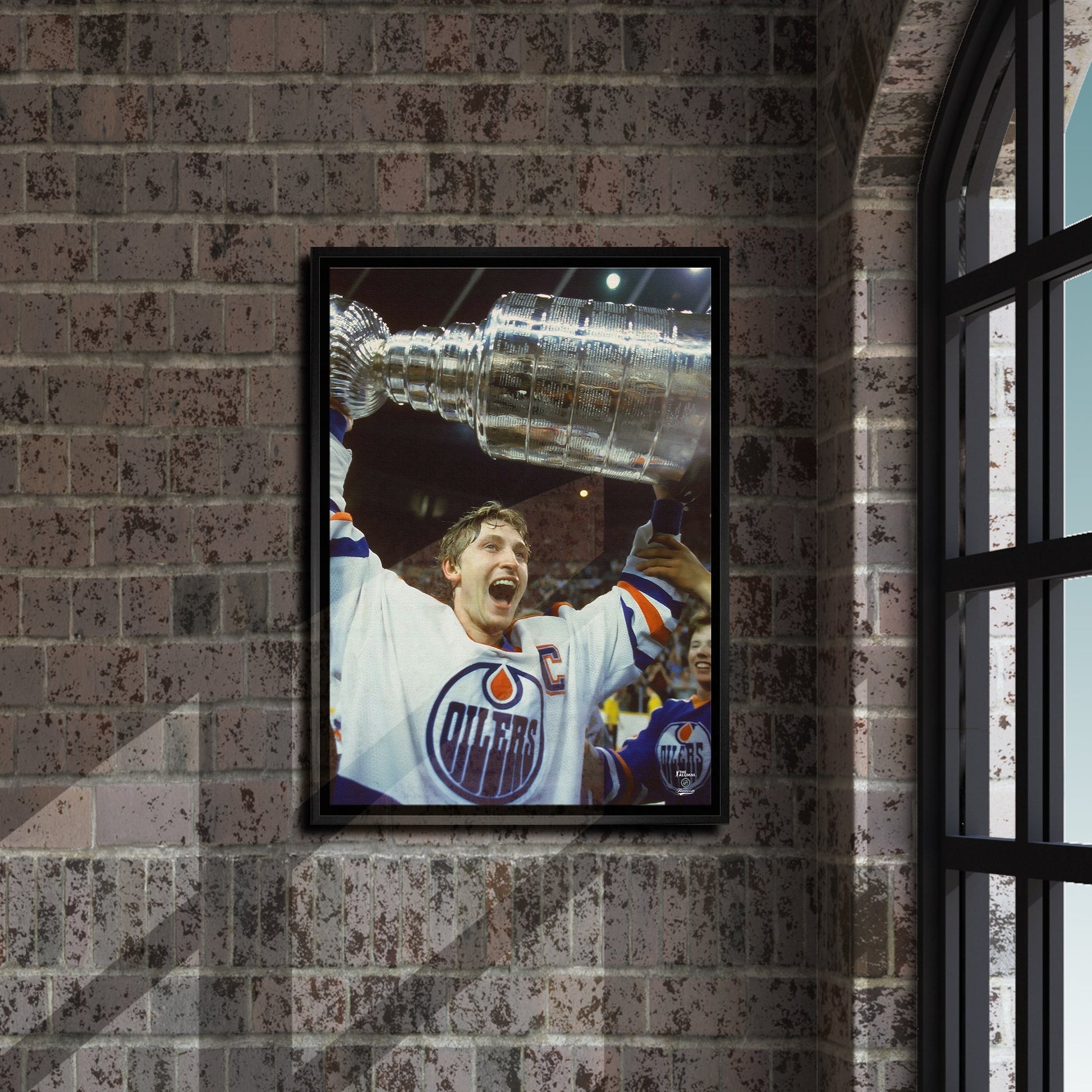 Wayne Gretzky 20x29 Framed Canvas Oilers Stanley Cup-V Frameworth Sports Marketing