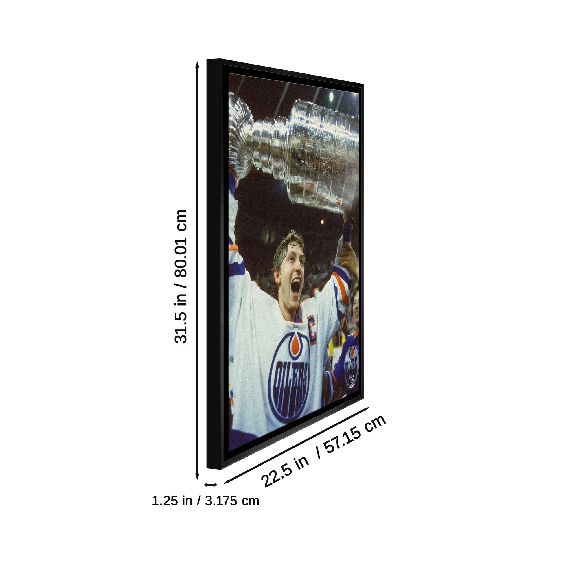 Wayne Gretzky 20x29 Framed Canvas Oilers Stanley Cup-V Frameworth Sports Marketing