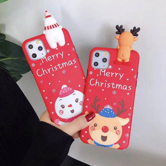 Merry Snowflakes Santa Deer Christmas-themed phone case - Velora
