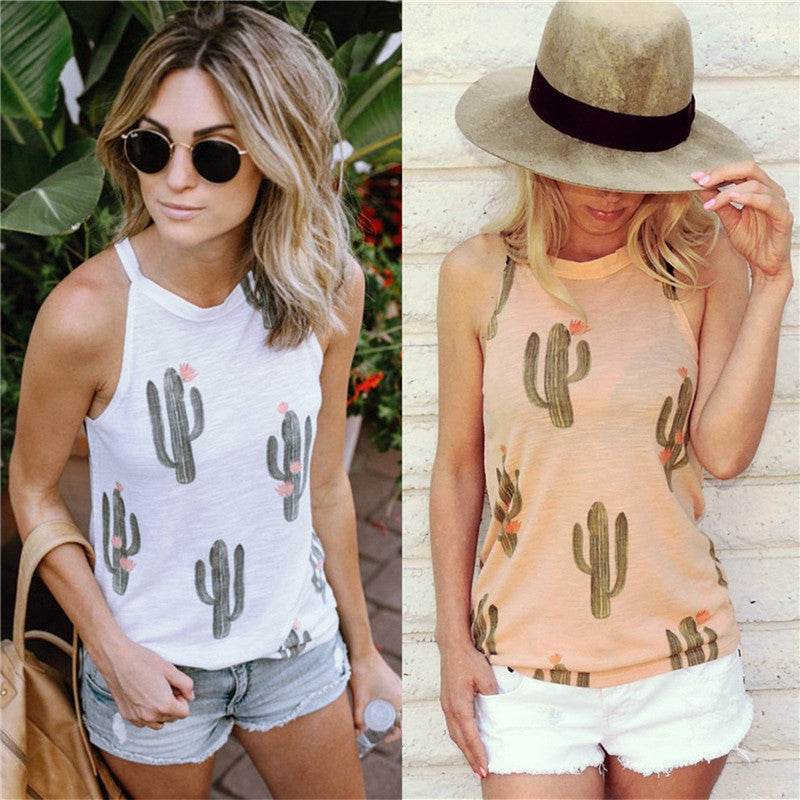 Summer Halter neck blouse top Cactus Print Women - Velora