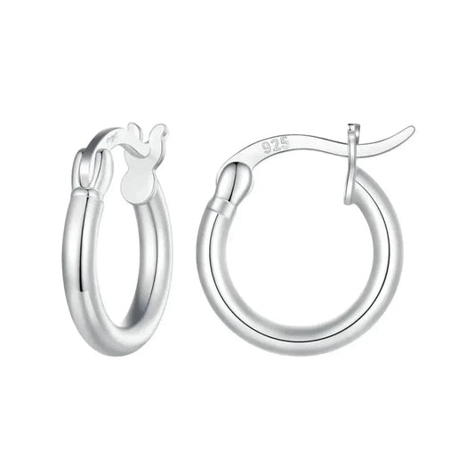 14K White Gold-Plated 925 Sterling Silver Hoop Earrings - Stylish And Hypoallergenic Jewelry For Women - Velora Luxury Fashion