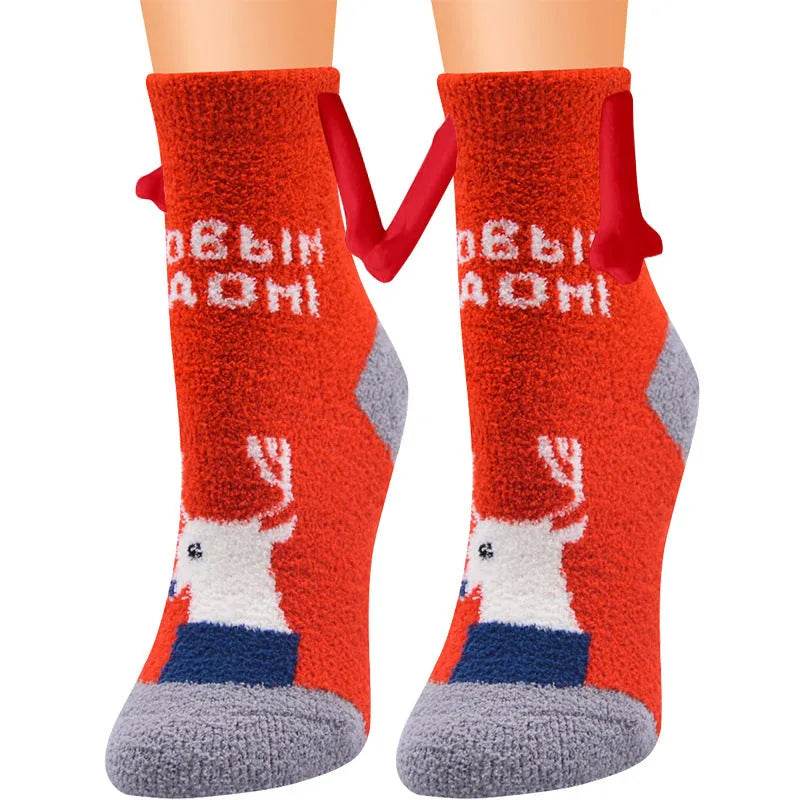 Soft Carton Christmas-themed Fleece Winter Home socks for Women