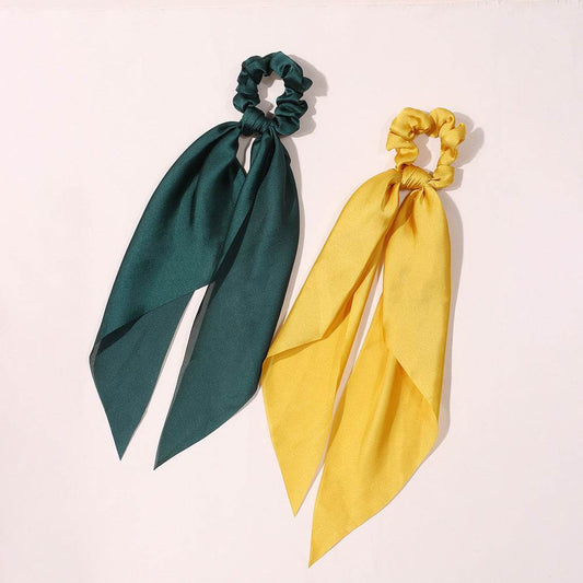 Cute Hair Silk Bow Scrunchie Vintage Satin Scarf Scrunchie - Velora