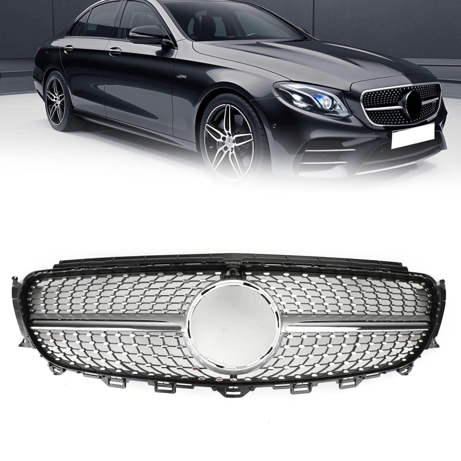 Diamond Silver Edge Front Grille For 2016 To 2019 Mercedes-Benz W213 E300 E400 - Velora
