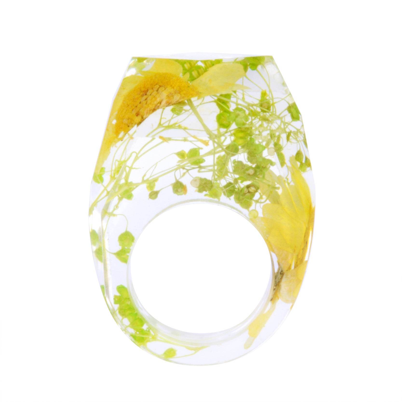 Dried Flower Resin Forest Handmade Dried Flower Epoxy Ring - Velora
