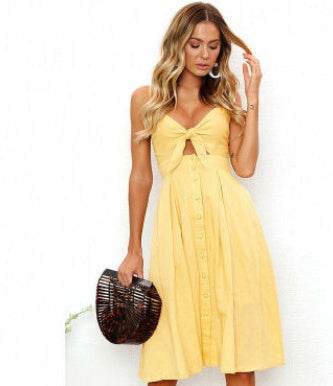 Women Summer cocktail dresses Spaghetti strap Midi Vacation Resort Sundress - Velora