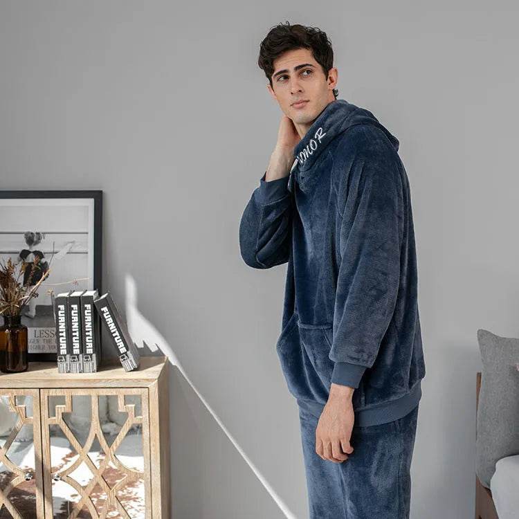 Men's Hooded Warm And Thickened Pajamas Suit - Velora