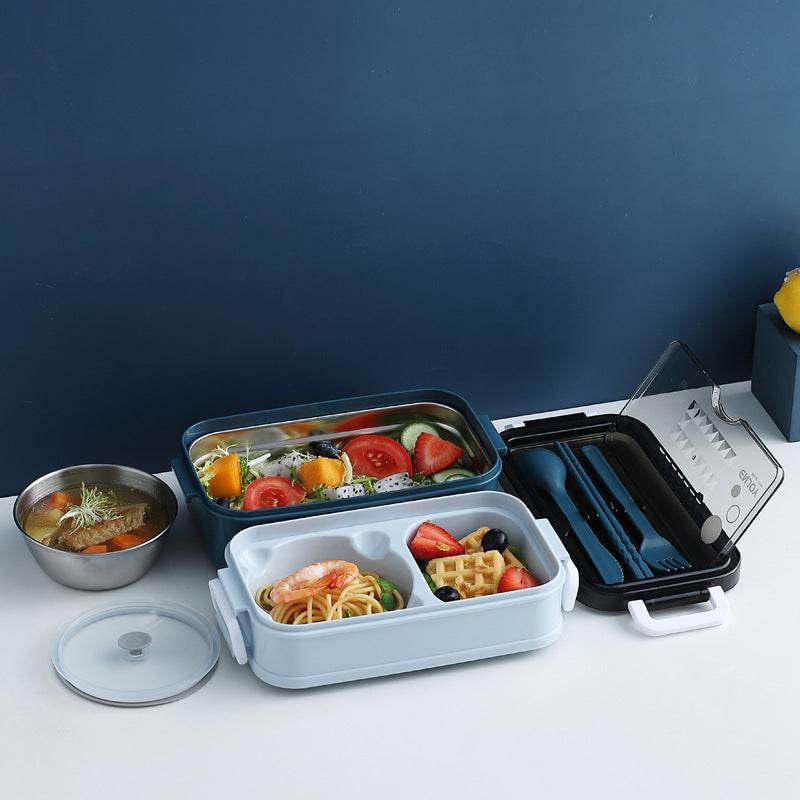 Insulated Stainless Steel Double-Layer Lunch Box for Work & School - Velora