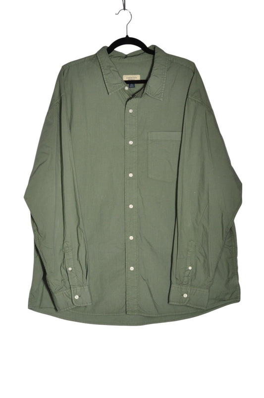 AMERICAN EAGLE Men Button Down Tops Regular fit in Green - 2XL - Velora