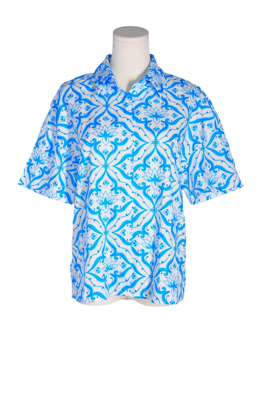 SHEIN Women Button Down Tops Regular fit in Blue - 4 - Velora