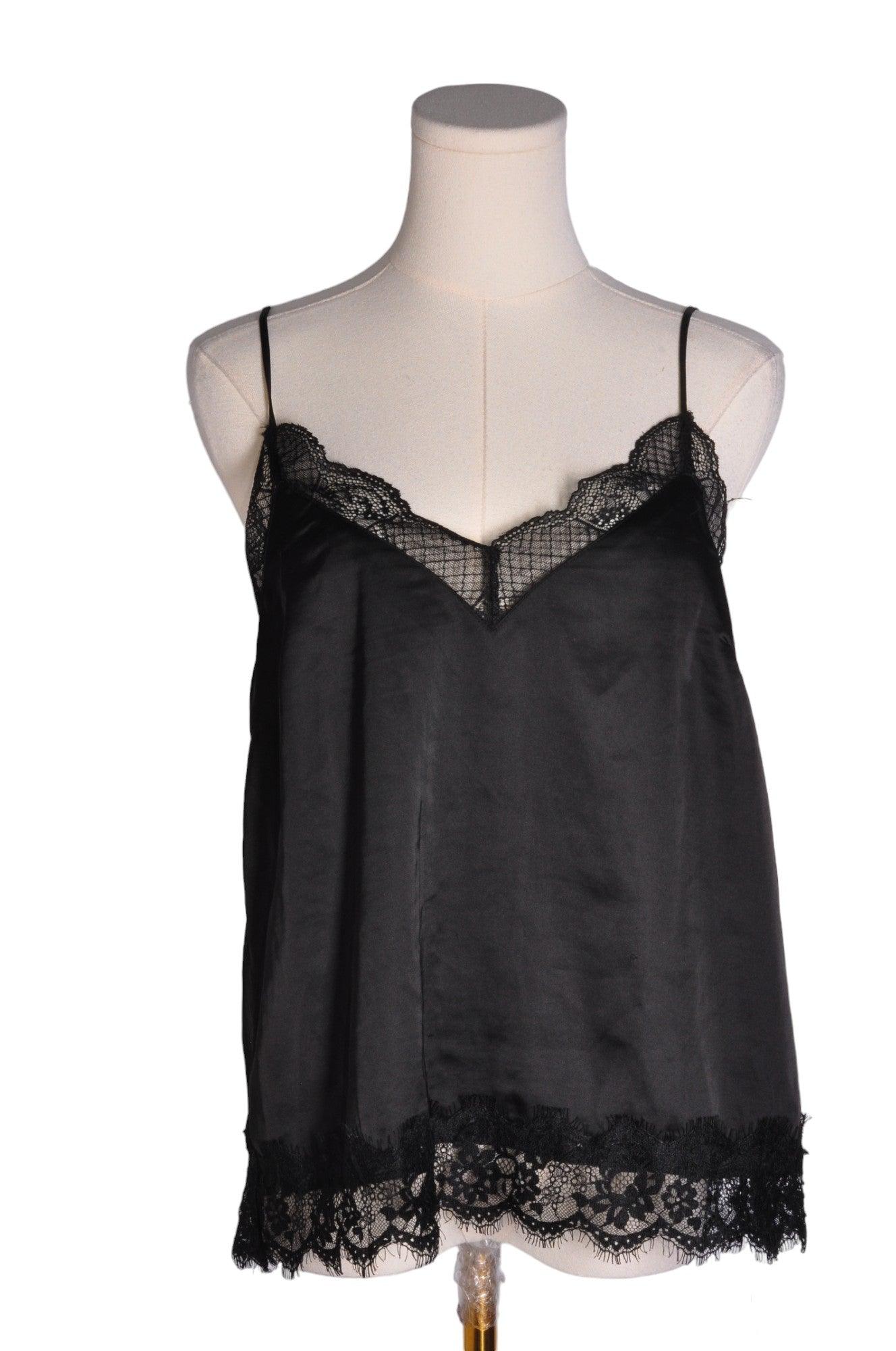 H&M Women Silk Tops Regular fit in Black - 10 - Velora