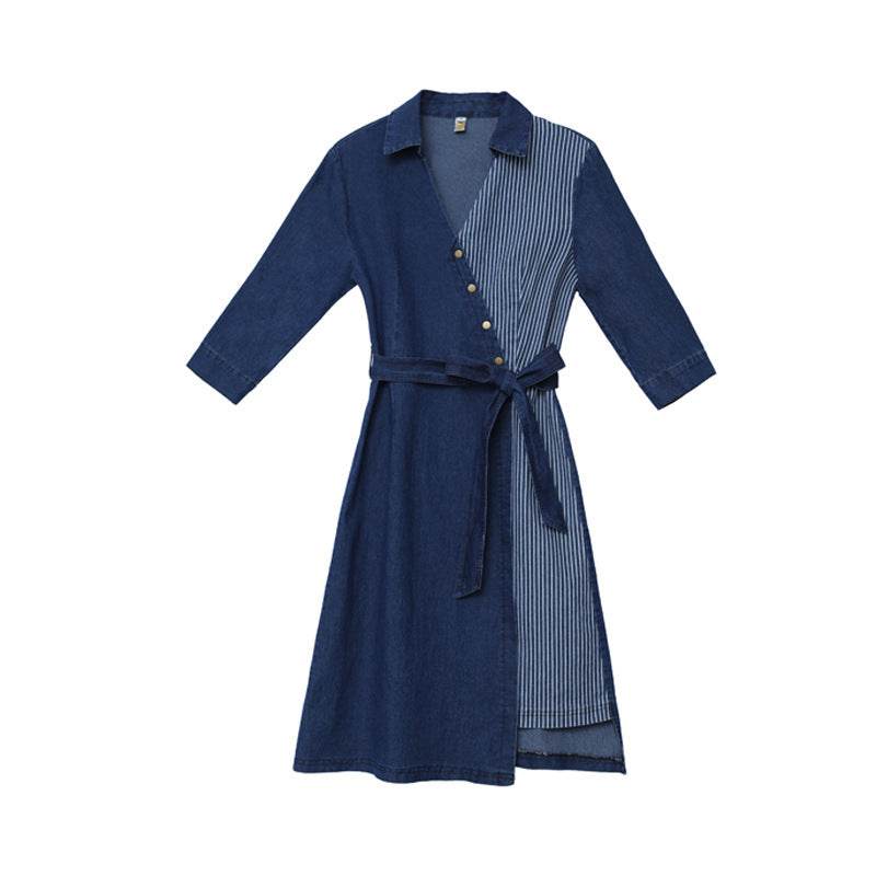 Casual Fashion Slim denim Wrap dress - Velora