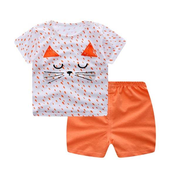 Cartoon Clothing Baby Boy Summer Clothes T-shirt Baby Girl Casual Clothing Sets - Velora