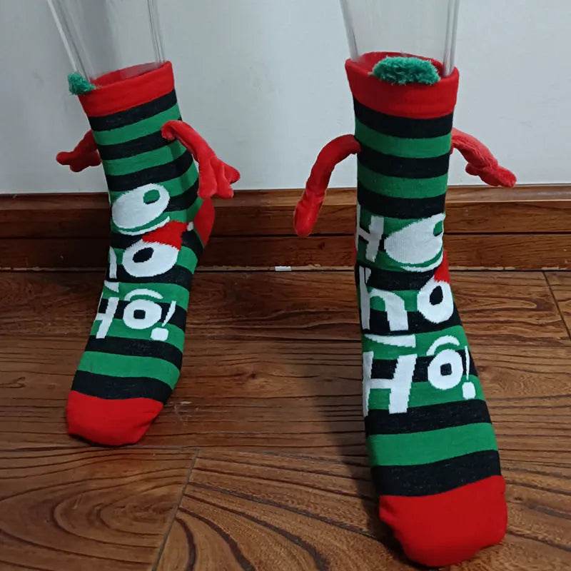 Christmas Stockings Autumn Winter Cotton Magnet Lodestone Hand Tube Socks - Velora