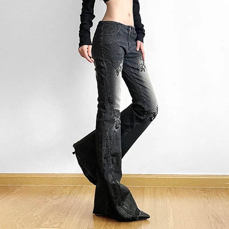 Printed Worn Baggy Jeans Pant Slimming Washed Women - Velora