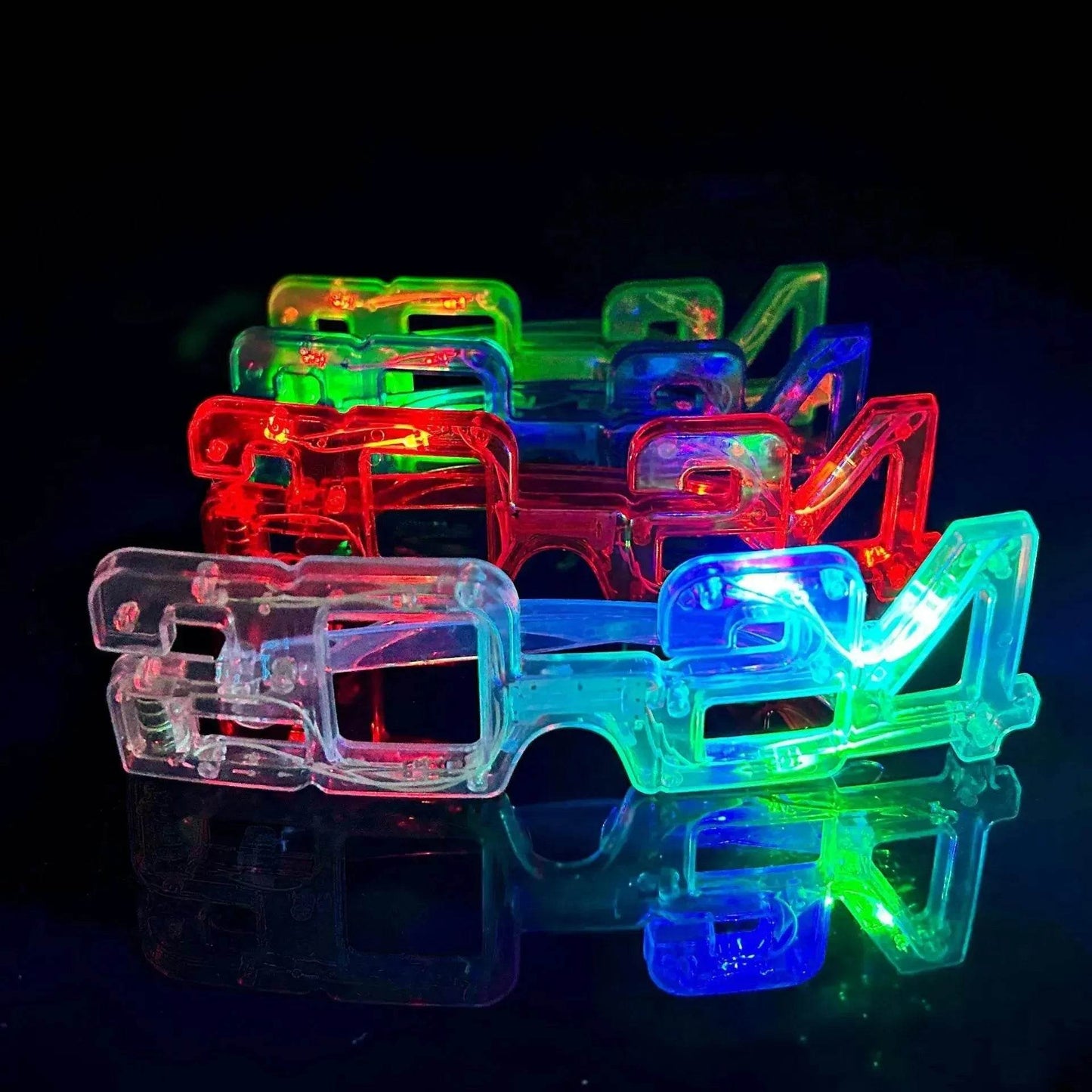 LED Glowing New Year Glasses 2024 Glitter Glasses For Party Evening Decoration - Velora