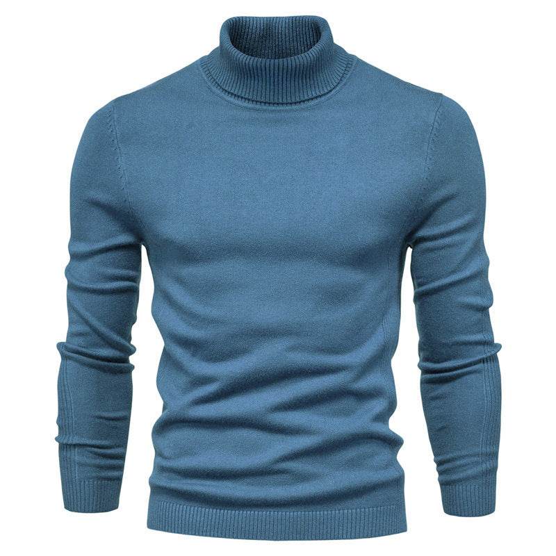 Men's Solid Color Slim Pullover Turtleneck Sweater Winter Casual Tops Clothing - Velora