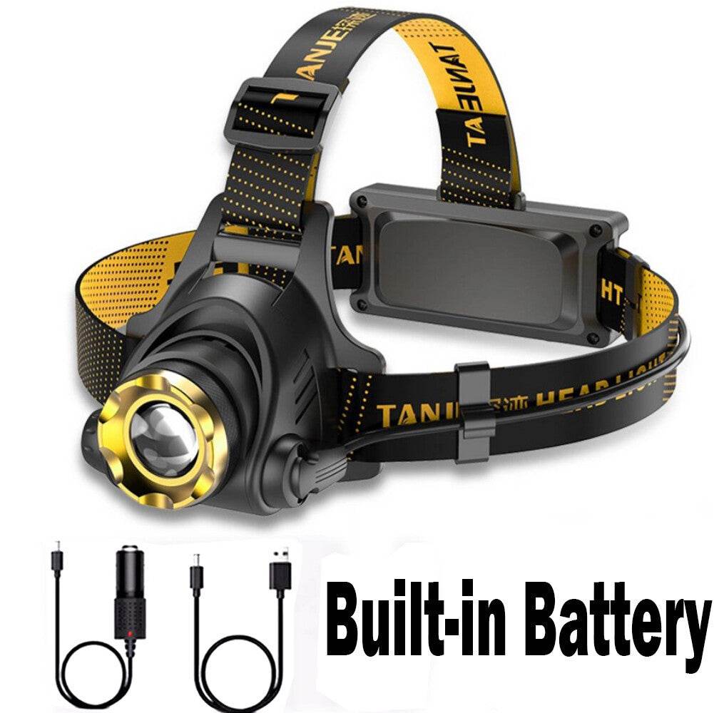LED Headlamp Rechargeable Head Torch Zoom Headlight Lamp Powerful Flashlight Fishling Driving Camping Light With 3 Modes Work Light - Velora