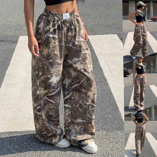 Slimming Casual Pants Hip Hop Retro Street Multi-pocket Camouflage Cargo Pants For Women Y2k Hip-hop Cargo Grunge Baggy Trousers - Velora