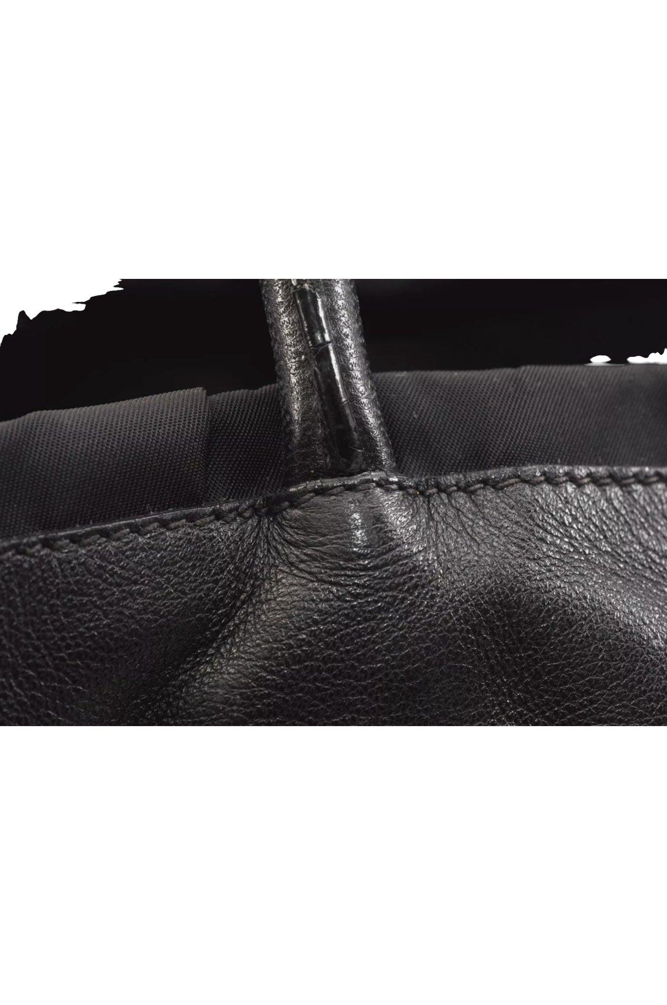 PRADA Tessuto Fiocco Ribbon Nylon Leather Hand Tote Bag Black 7620K - Velora