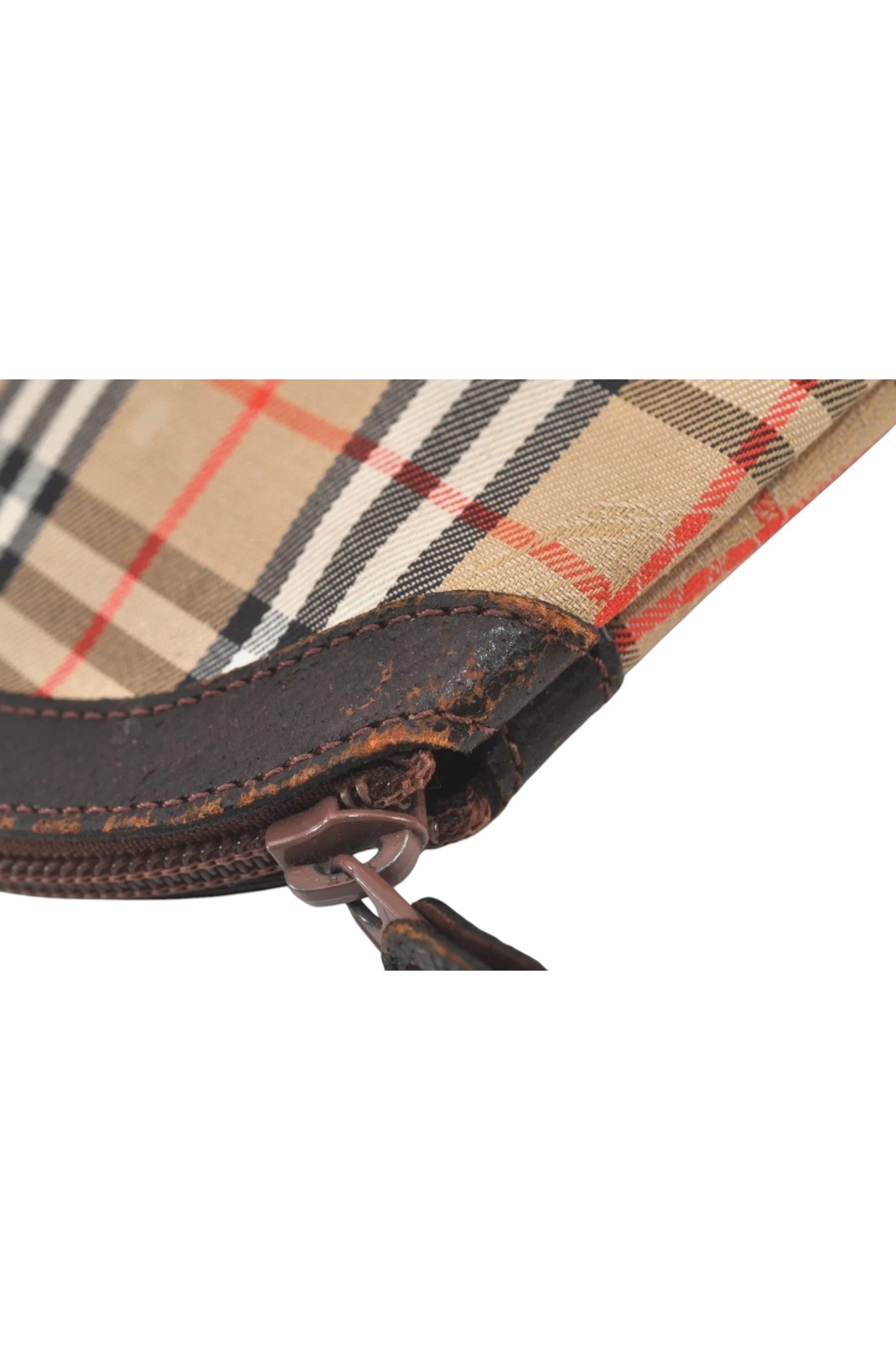 Authentic Burberrys Nova Check Clutch Hand Bag Patter Canvas Leather Beige 5510L - Velora