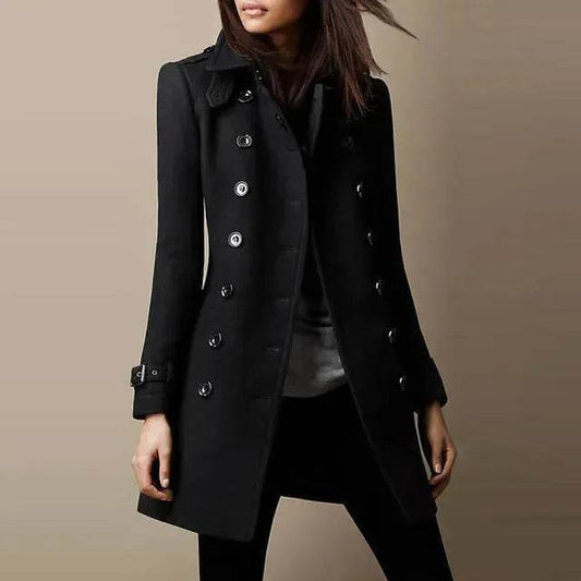 Ladies Spring Winter Long Jacket Wool Trench Coat Winter Workwear - Velora