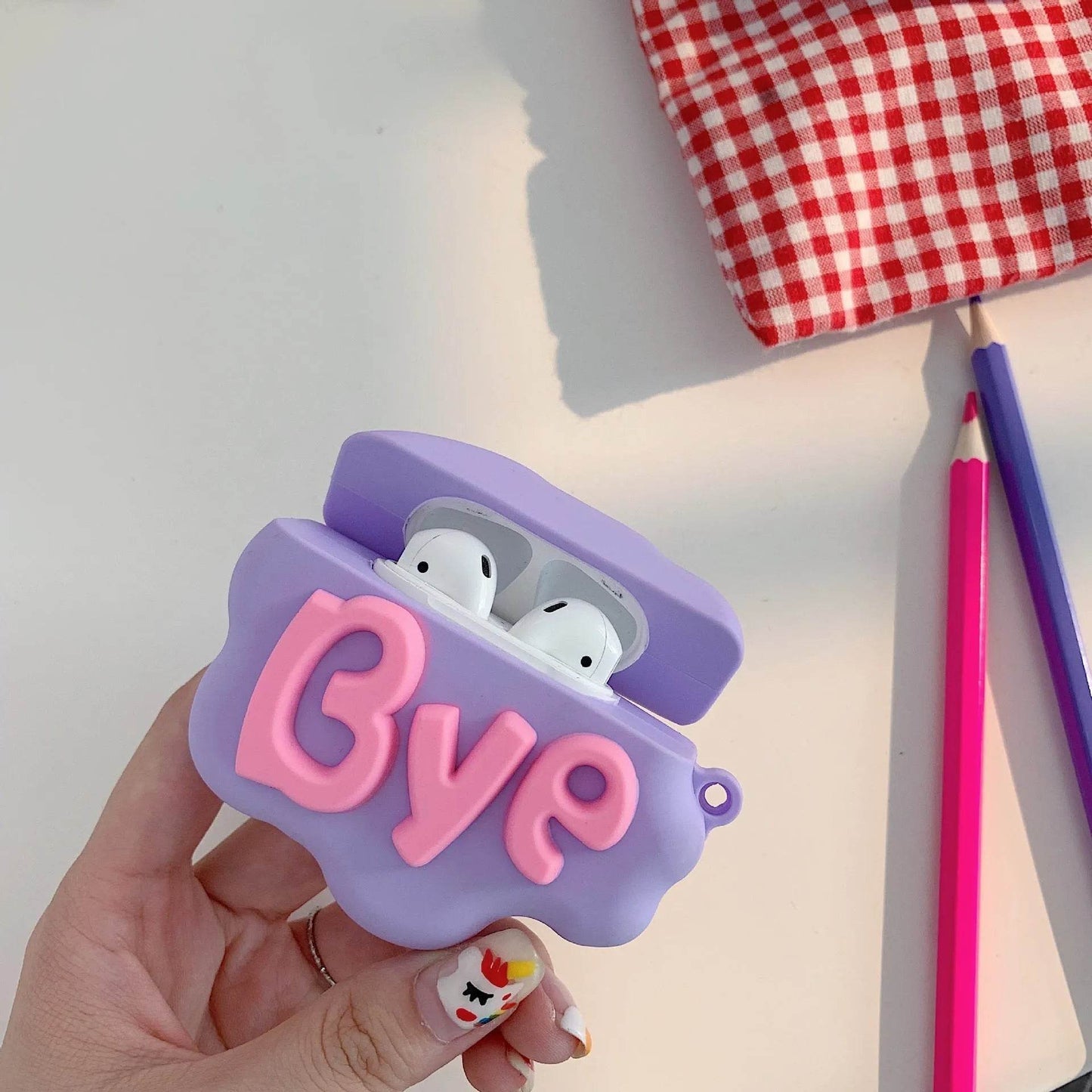 Cute Cartoon Lettered Airpod Earphone Silicone Protective Case - Velora