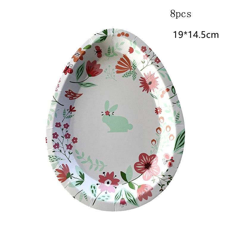 Easter Rabbit Paper Plate Eggs Bunny Paper Cup Plates Happy Easter Party Supplies Easter Gift - Velora