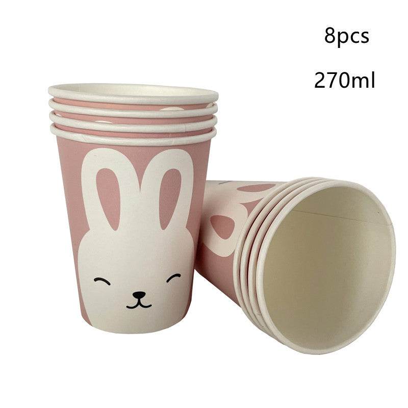 Easter Rabbit Paper Plate Eggs Bunny Paper Cup Plates Happy Easter Party Supplies Easter Gift - Velora