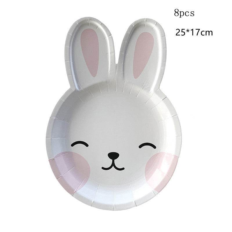 Easter Rabbit Paper Plate Eggs Bunny Paper Cup Plates Happy Easter Party Supplies Easter Gift - Velora