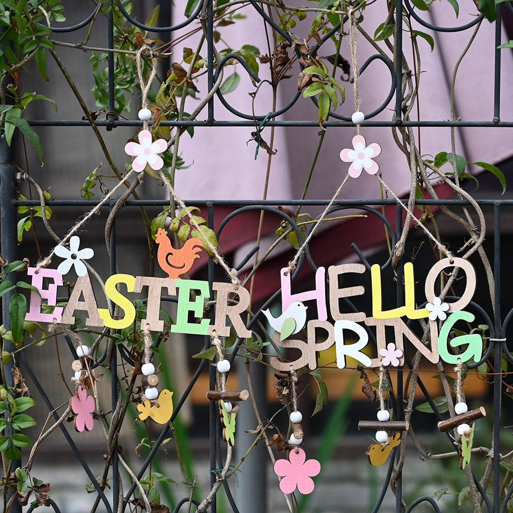 Easter Decorations Easter Wooden Letter Plate Pendant Nordic Style - Velora