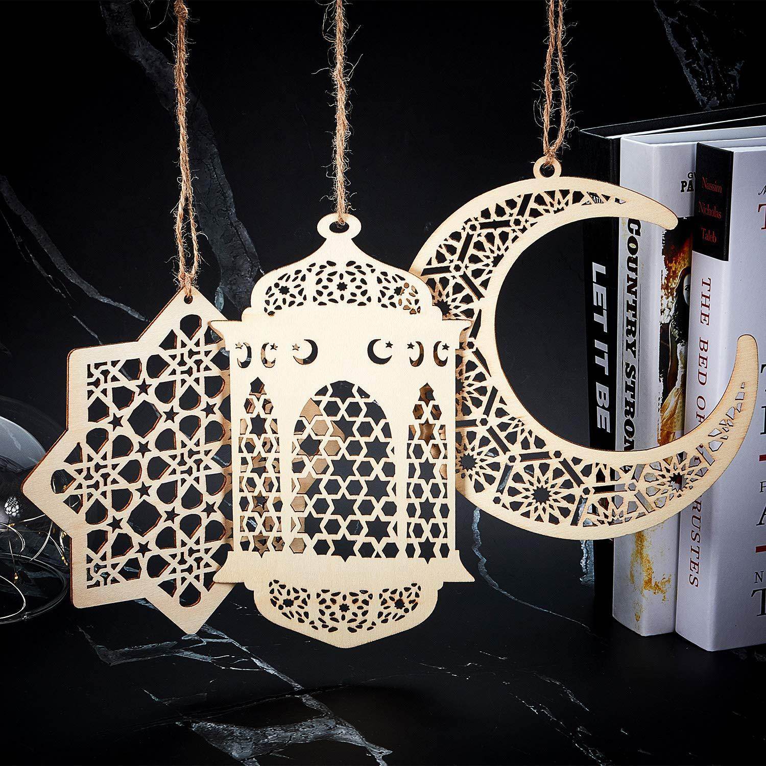 Eid Mubarak Pendant Desktop Wooden Decorative Ornament - Velora