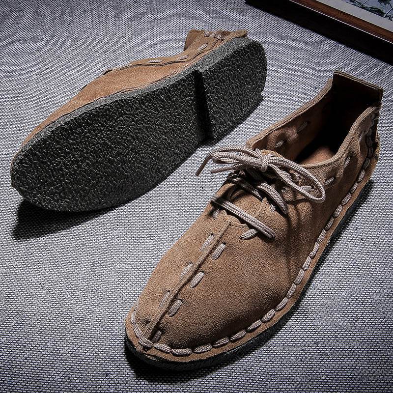 Leather Suede Men's Hand-stitched Casual Men's Shoes - Velora