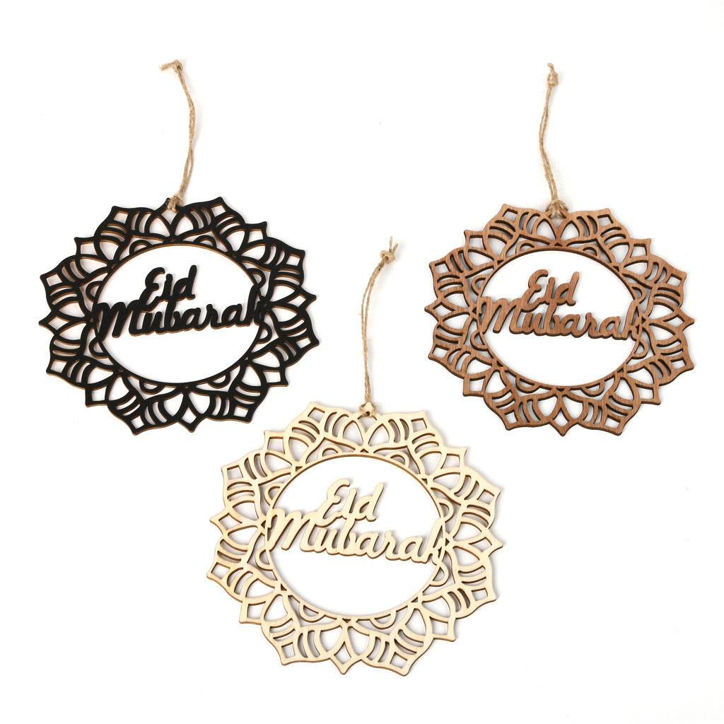 Wooden Crafts Hanging Pendants Eid Mubarak Home Ramadan Decorations - Velora