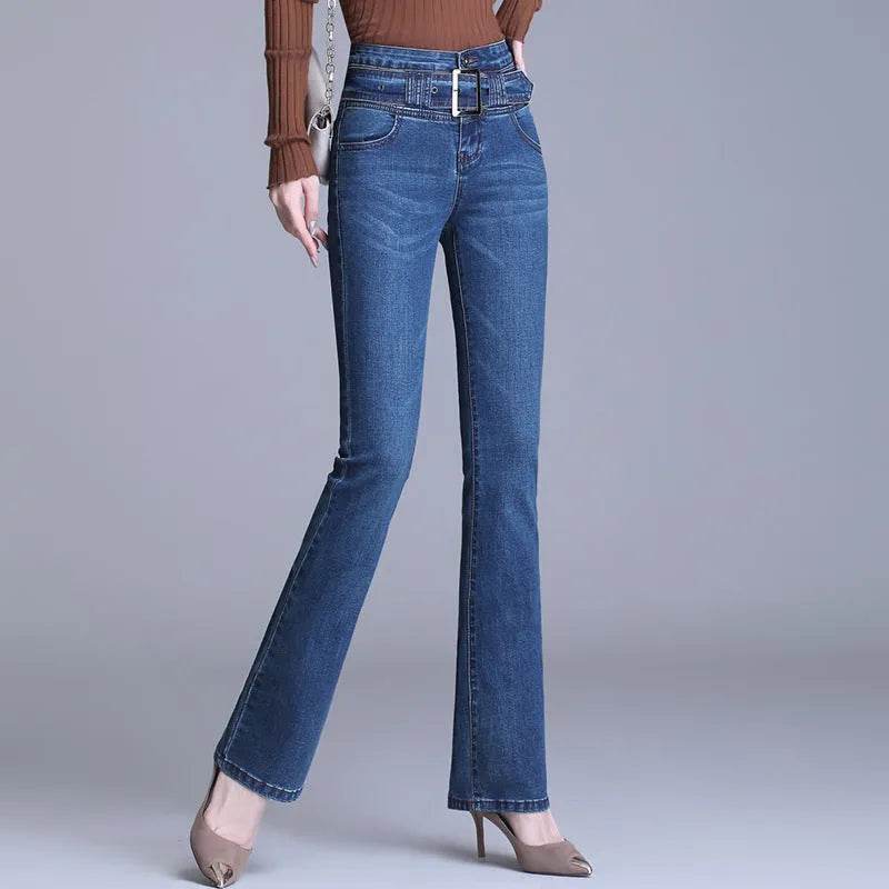 Korean Style Bootcut High-Waisted High Cotton Casual Jeans - Velora