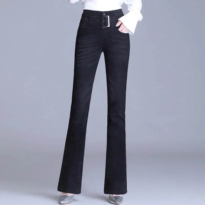 Korean Style Bootcut High-Waisted High Cotton Casual Jeans - Velora