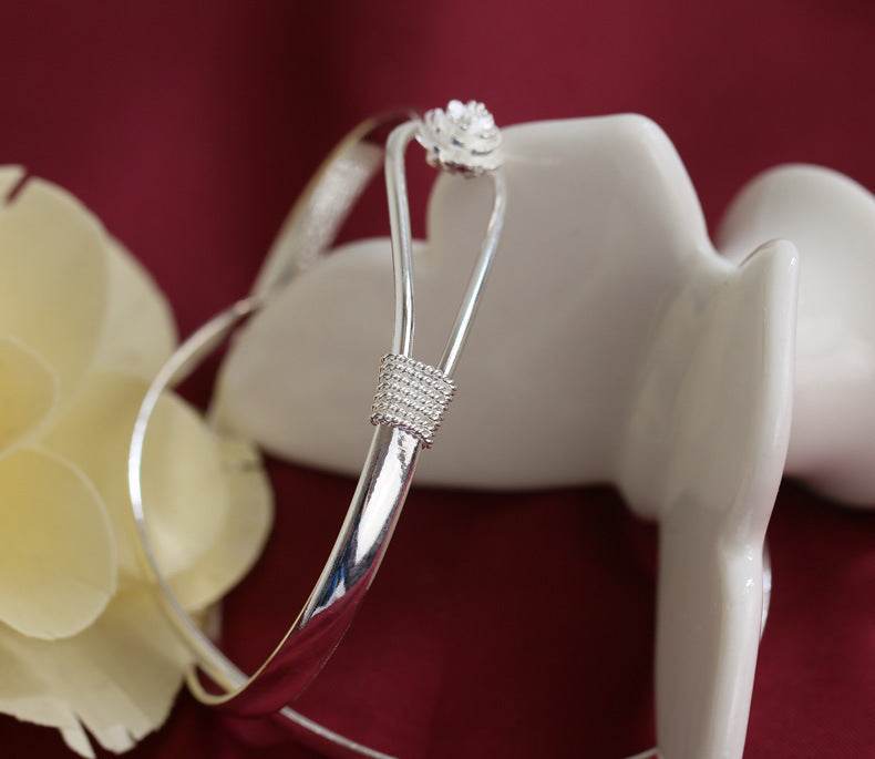 Simple Trendy Rose Flower Bracelet Female Romantic Flower silver Bracelet for ladies - Velora
