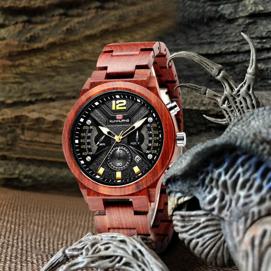 Function Chronograph Fashion Sport Quartz Wood Watch - Velora