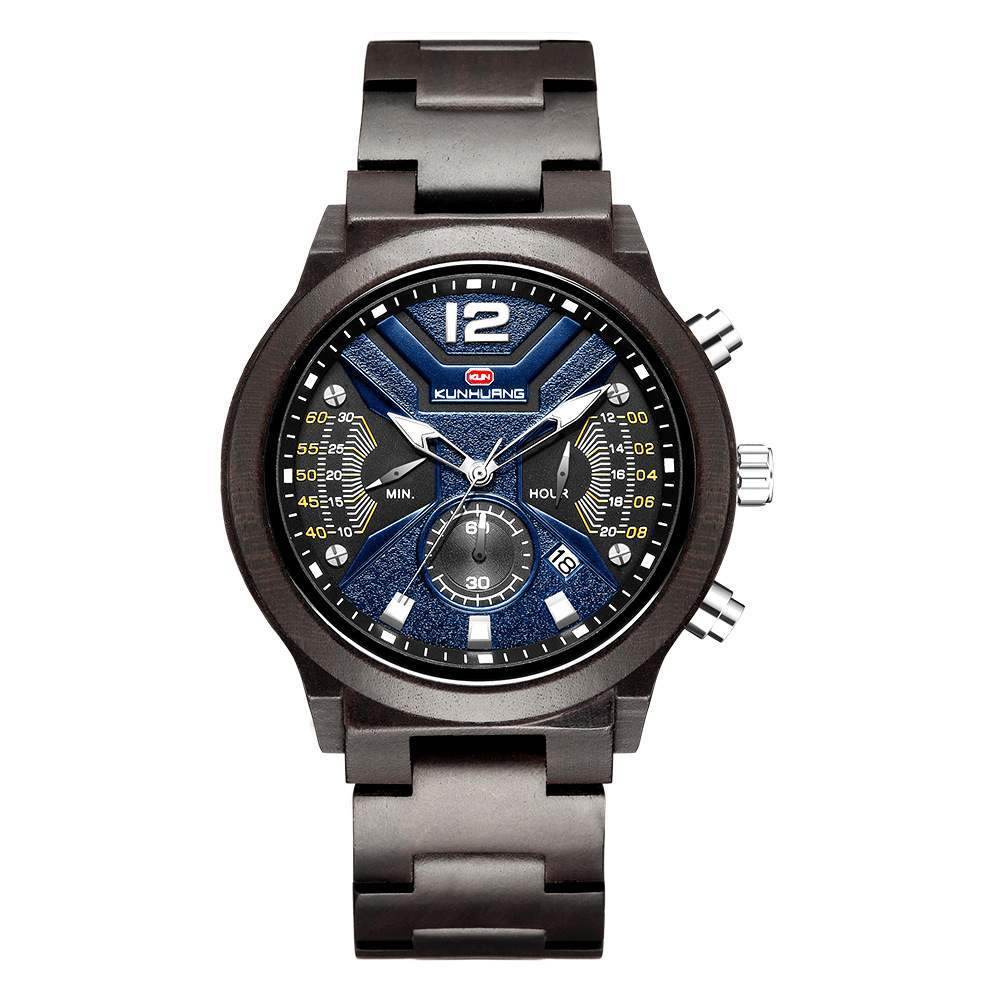 Function Chronograph Fashion Sport Quartz Wood Watch - Velora