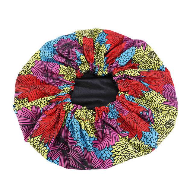 Pattern Satin Linned Bounce Hair Bonnet - Velora