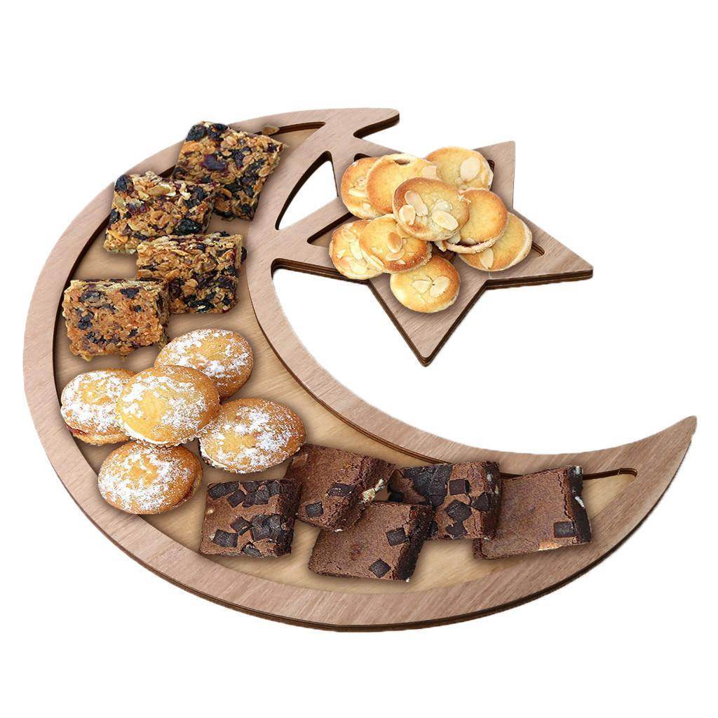 Wooden Artistic Eid Mubarak Wood Irregular Solid Wood Pan - Velora