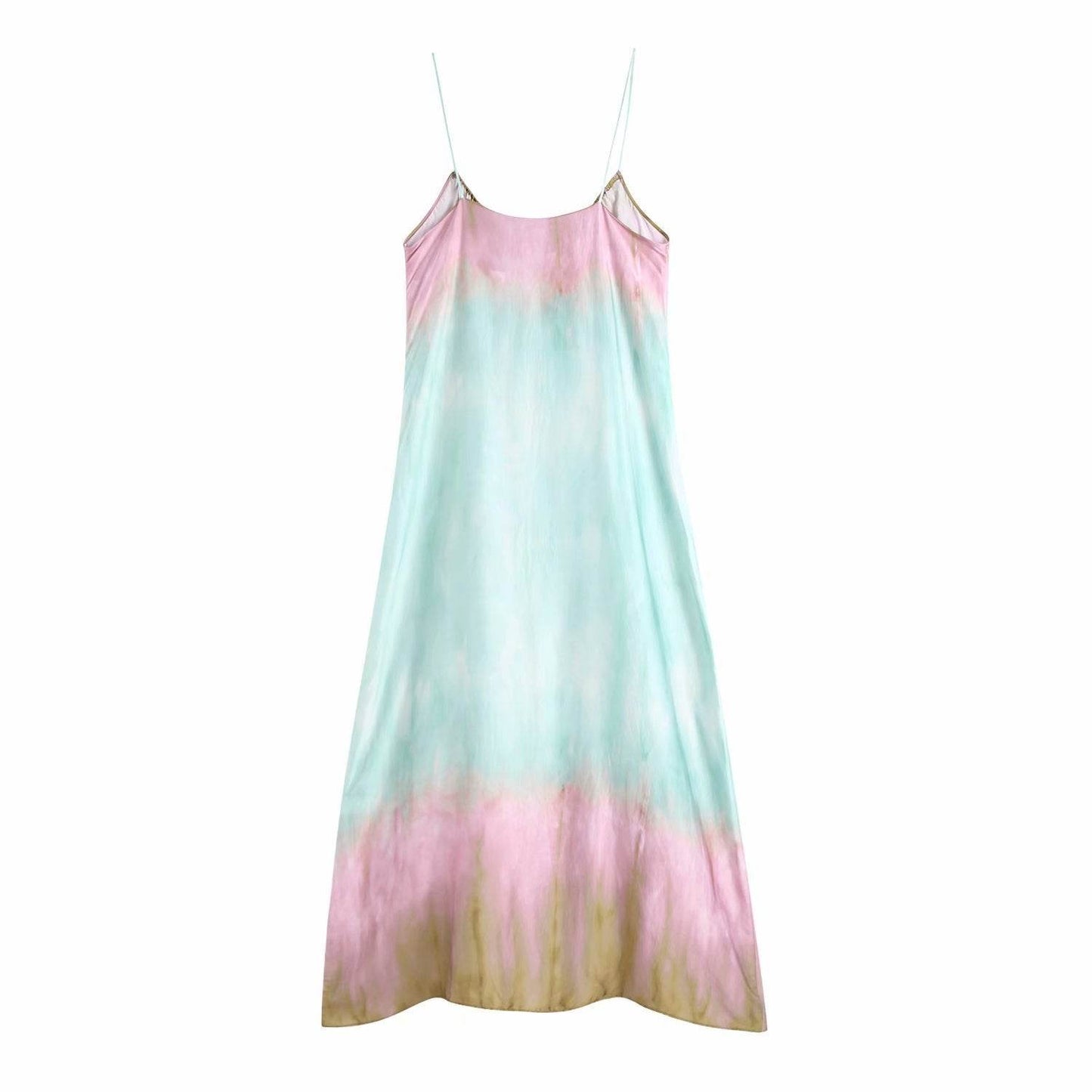 Summer New Tie-Dye Printed Underwear-Style Sling Split Long Skirt - Velora
