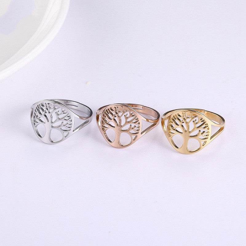 Retro Hollow Design Tree Of Life Dress Ring Unisex - Velora