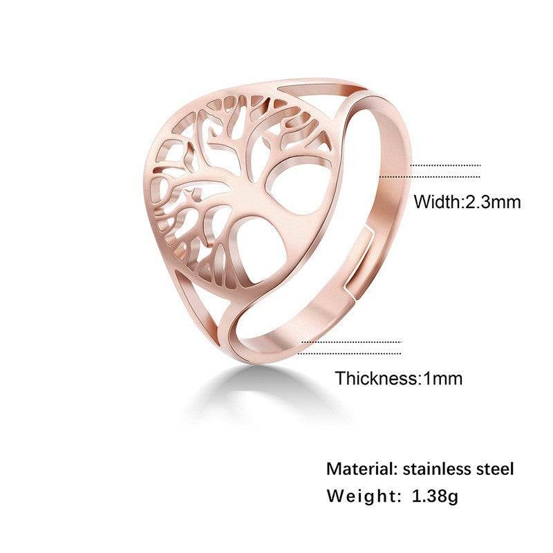 Retro Hollow Design Tree Of Life Dress Ring Unisex - Velora