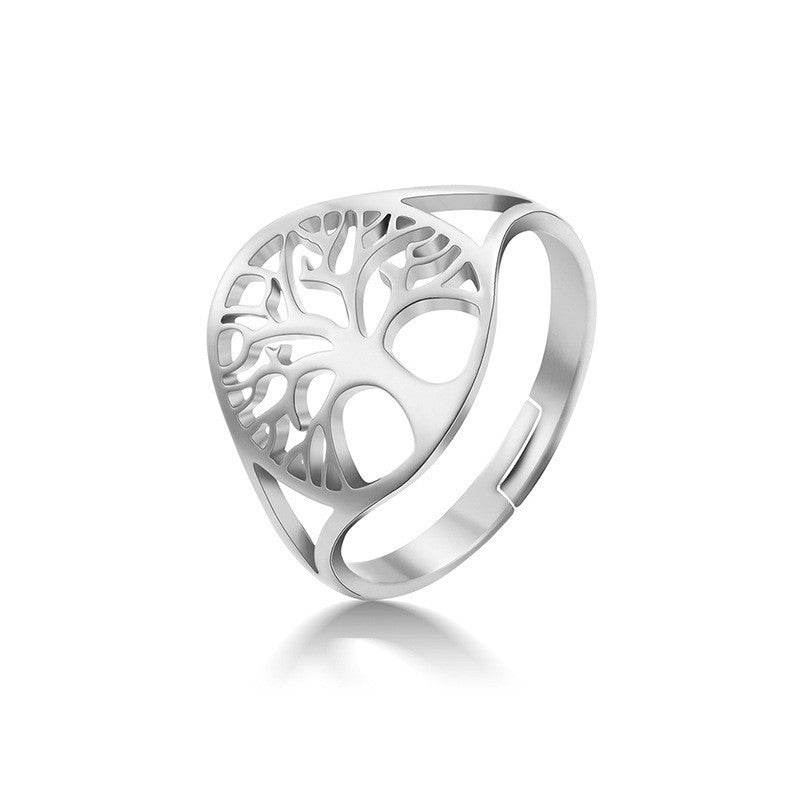 Retro Hollow Design Tree Of Life Dress Ring Unisex - Velora